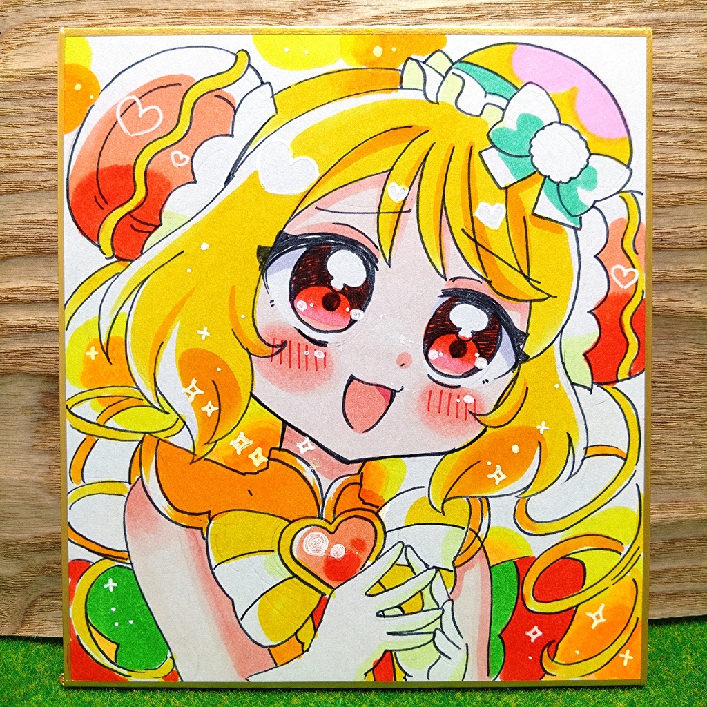 デリシャスパーティプリキュア キュアヤムヤム キュアスパイシー 手描き色紙