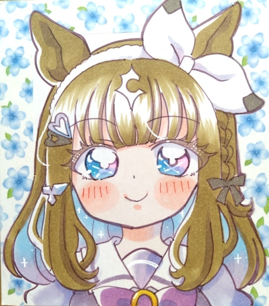 ウマ娘/手描き色紙/ワンダーアキュート スティルインラブ アーモンドアイ