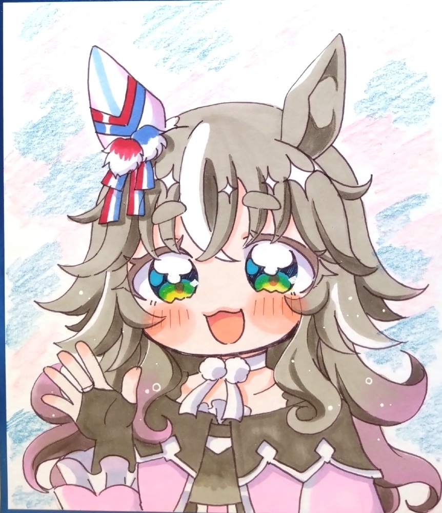 ウマ娘/手描き色紙/ワンダーアキュート スティルインラブ アーモンドアイ