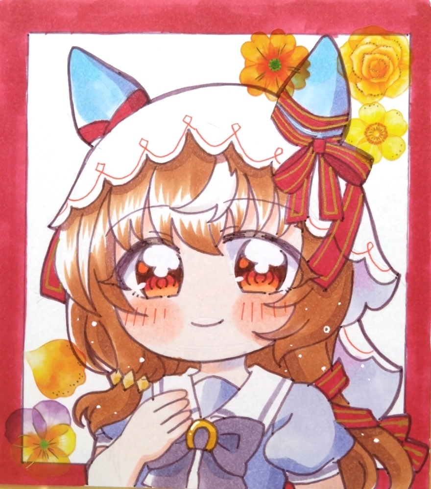 ウマ娘/手描き色紙/ワンダーアキュート スティルインラブ アーモンドアイ