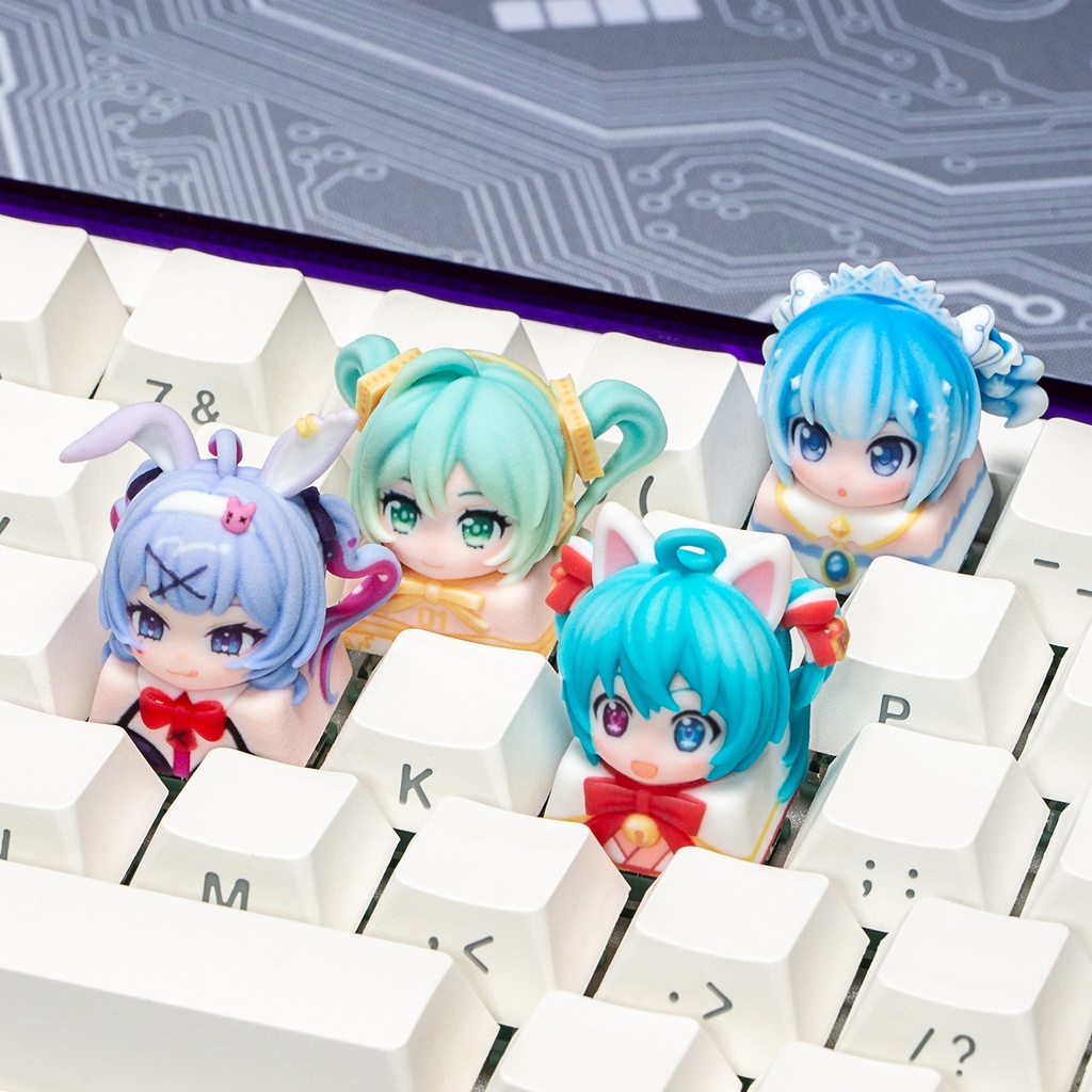 初音ミク Miku風 メカニカルキーボードデフォルメキーキャップ シンフォニー/ラビットホール/雪ミク/招きミク 4種選択可 MXスイッチ対応 超高精細彩色レジン造形 同人グッズ