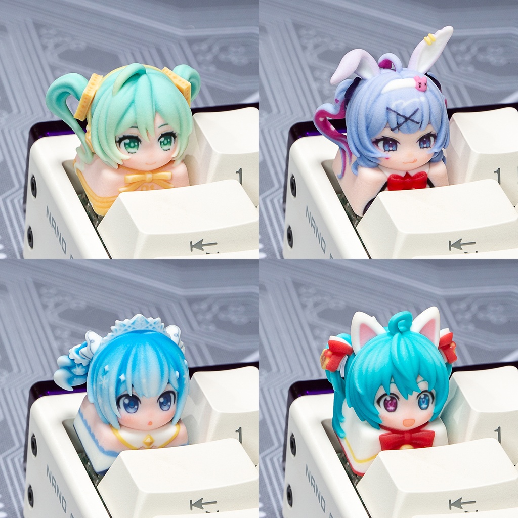 初音ミク Miku風 メカニカルキーボードデフォルメキーキャップ シンフォニー/ラビットホール/雪ミク/招きミク 4種選択可 MXスイッチ対応 超高精細彩色レジン造形 同人グッズ