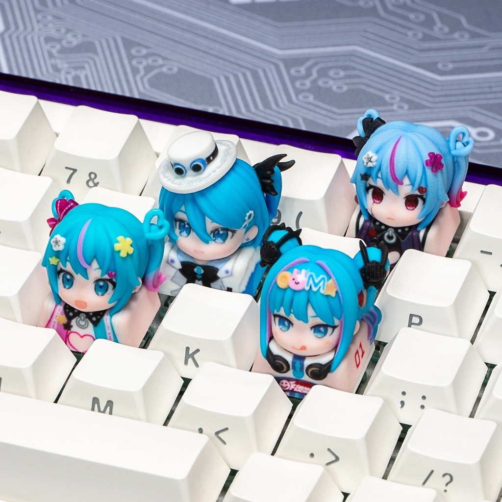 初音ミク Miku風 メカニカルキーボードデフォルメキーキャップ 第2弾 デコミク(Light / Dark)・レーシングミク2026・MIKU WITH YOU 2025 4種選択可 MXスイッチ対応 超高精細彩色レジン造形 同人グッズ