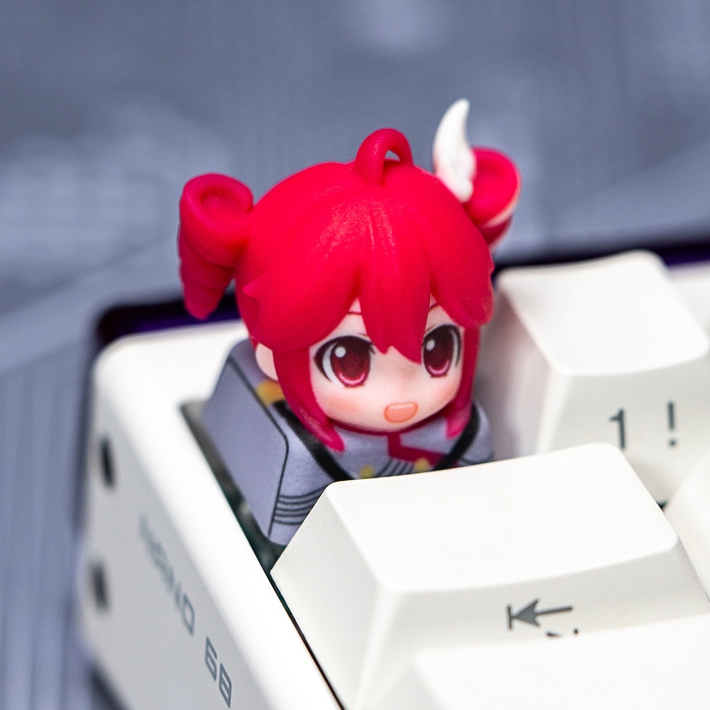 重音テト Kasane Teto風 メカニカルキーボードデフォルメキーキャップ 単品 1Uサイズ MXスイッチ/クロス軸対応 超高精細彩色レジン造形 フルカラー塗装済 同人グッズ