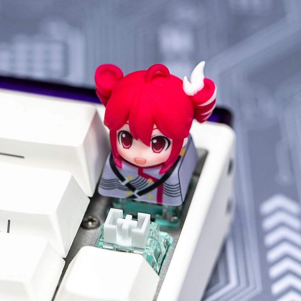 重音テト Kasane Teto風 メカニカルキーボードデフォルメキーキャップ 単品 1Uサイズ MXスイッチ/クロス軸対応 超高精細彩色レジン造形 フルカラー塗装済 同人グッズ