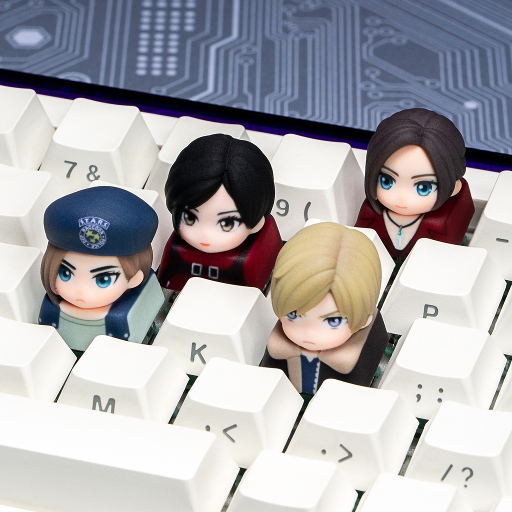バイオハザード Fan-made メカニカルキーボードデフォルメキーキャップ 第1弾 レオン・エイダ・クレア・ジル 4種選択可 MXスイッチ対応 超高精細彩色レジン造形 同人グッズ