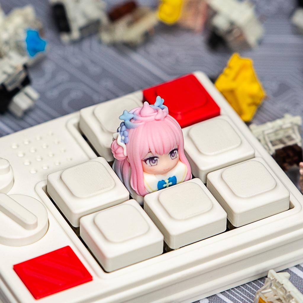 ブルアカ ブルーアーカイブ風 キャラ立体キーキャップ Vol.1 (ミカ/シロコ/コハル/トキ/アスカ/ユウカ 6種) シャーレ ゲヘナ トリニティ 先生向け デフォルメキーキャップ Cherry MX/磁気軸対応 ファンメイド同人グッズ