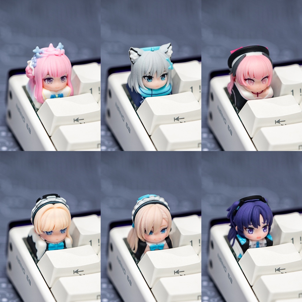 ブルアカ ブルーアーカイブ風 キャラ立体キーキャップ Vol.1 (ミカ/シロコ/コハル/トキ/アスカ/ユウカ 6種) シャーレ ゲヘナ トリニティ 先生向け デフォルメキーキャップ Cherry MX/磁気軸対応 ファンメイド同人グッズ