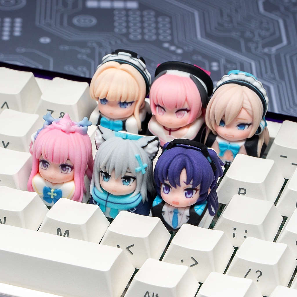 ブルアカ ブルーアーカイブ風 キャラ立体キーキャップ Vol.1 (ミカ/シロコ/コハル/トキ/アスカ/ユウカ 6種) シャーレ ゲヘナ トリニティ 先生向け デフォルメキーキャップ Cherry MX/磁気軸対応 ファンメイド同人グッズ