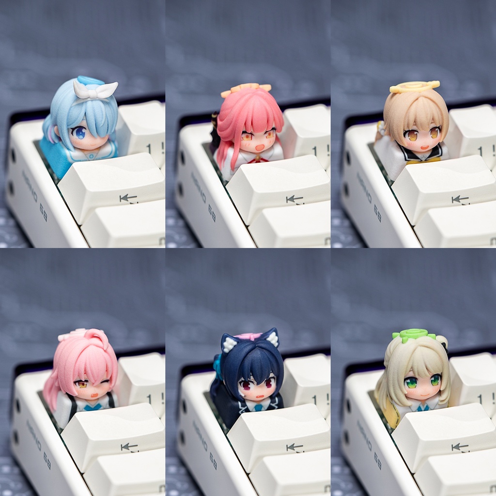 ブルアカ ブルーアーカイブ風 キャラキーキャップ Vol.3 (アロナ/アル/ヒフミ/ホシノ/セリカ/ノノミ 6種) アビドス 便利屋68 先生グッズ メカニカル/磁気軸キーボード対応 同人グッズ