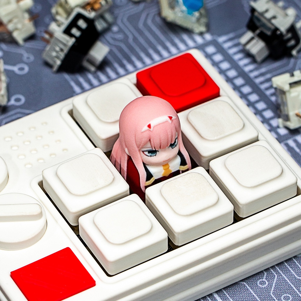 DARLING in the FRANXX ダリフラ風 メカニカルキーボードデフォルメキーキャップ ゼロツー MXスイッチ対応 超高精細彩色レジン造形 同人グッズ