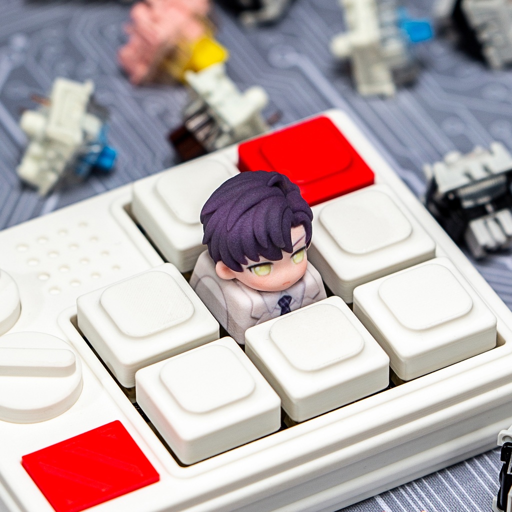 恋とプロ深空 恋与深空風 メカニカルキーボードデフォルメキーキャップ シン(秦徹)・ホムラ(祁煜)・セイヤ(沈星回)・レイ(黎深)・マヒル(夏以昼) 5種選択可 MXスイッチ対応 超高精細彩色レジン造形 同人グッズ