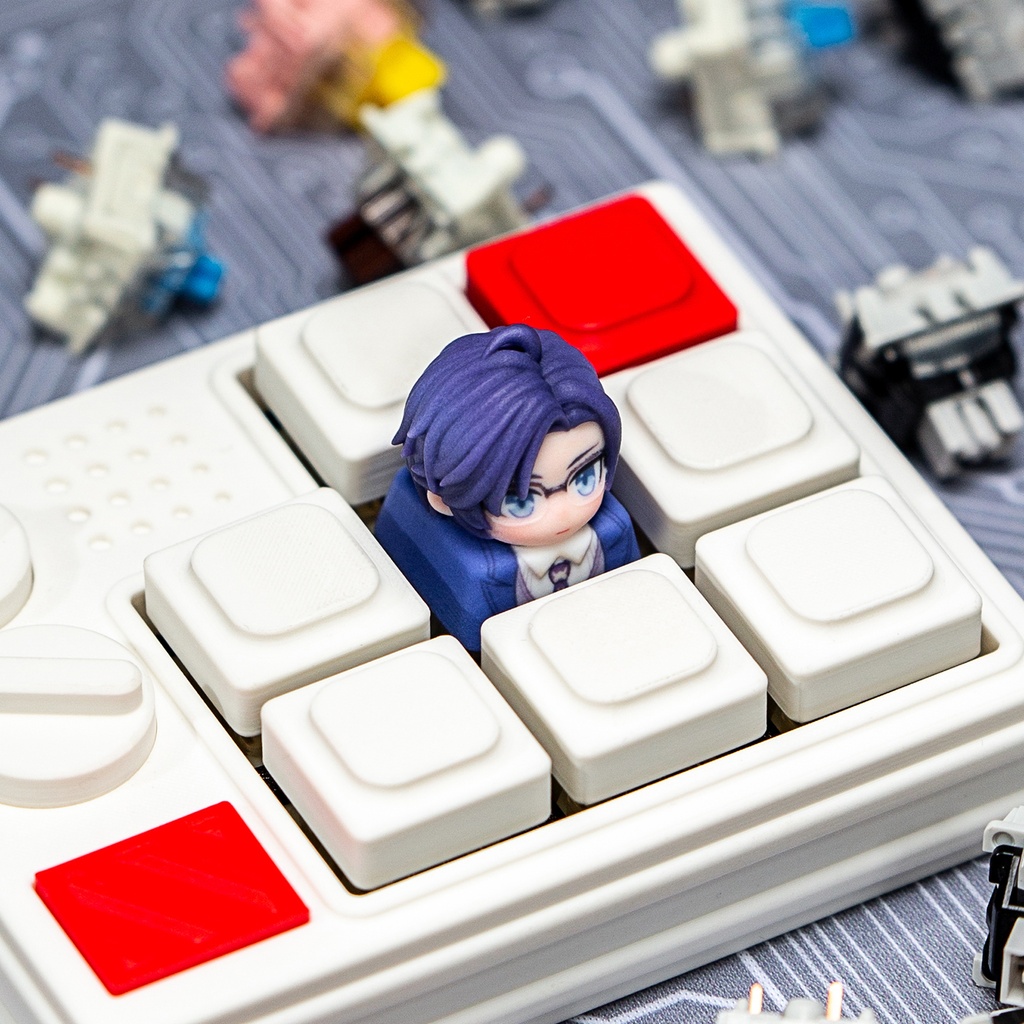 ラブブラシクロニクル 時空中の絵旅人風 メカニカルキーボードデフォルメキーキャップ イエ・シュエン(葉瑄)・アイン(艾因)・ルーチェン(路辰)・シー・ラン(司嵐)・ロールシャッハ(羅夏) 5種選択可 MXスイッチ対応 超高精細彩色レジン造形 同人グッズ