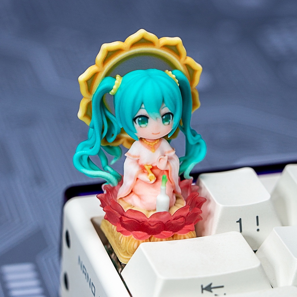 初音ミク 風 メカニカルキーボードデフォルメキーキャップ 浄世の歌姫 MXスイッチ対応 超高精細彩色レジン造形 同人グッズ