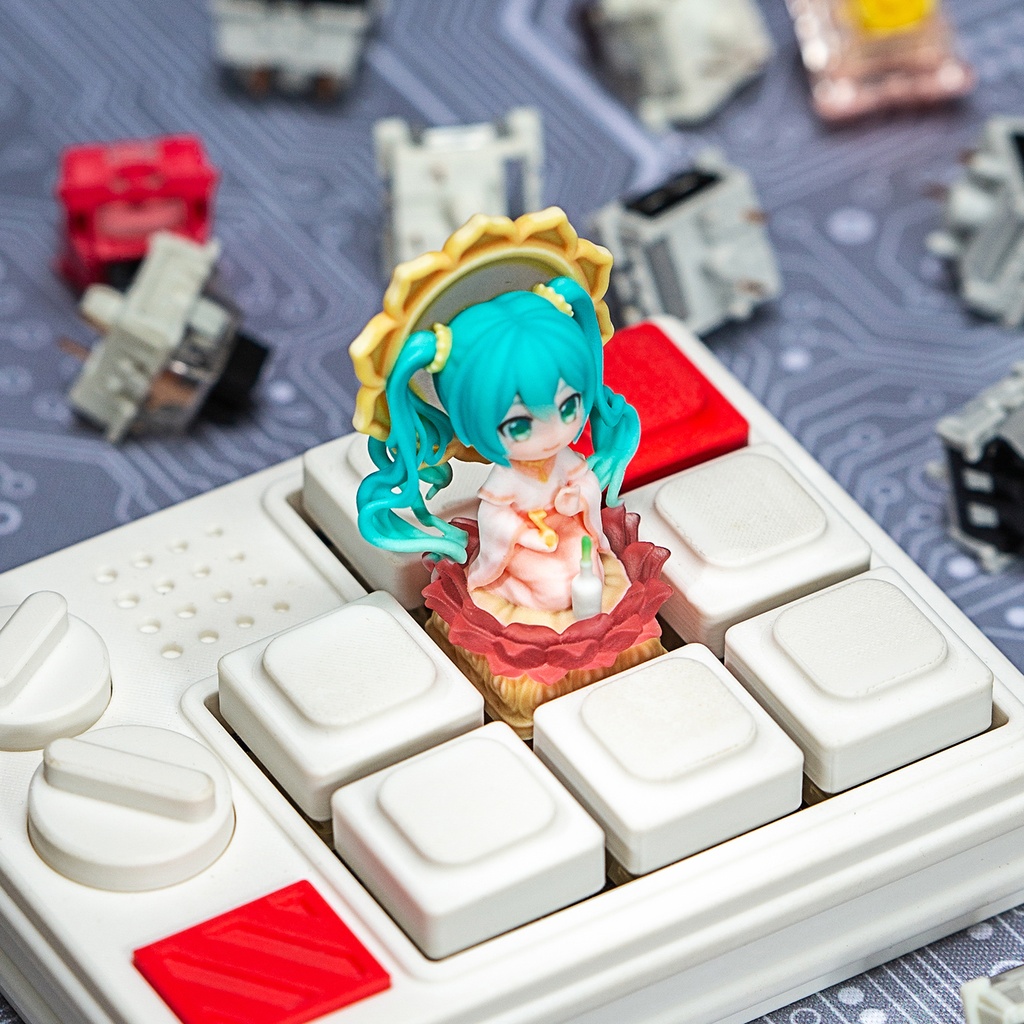 初音ミク 風 メカニカルキーボードデフォルメキーキャップ 浄世の歌姫 MXスイッチ対応 超高精細彩色レジン造形 同人グッズ
