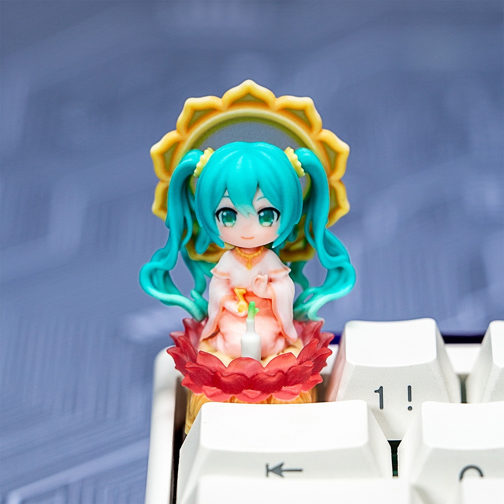 初音ミク 風 メカニカルキーボードデフォルメキーキャップ 浄世の歌姫 MXスイッチ対応 超高精細彩色レジン造形 同人グッズ