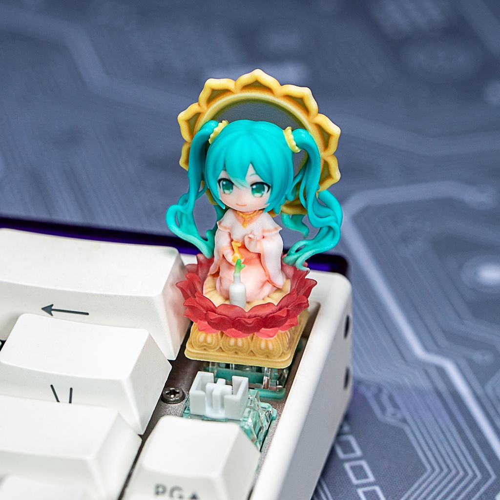 初音ミク 風 メカニカルキーボードデフォルメキーキャップ 浄世の歌姫 MXスイッチ対応 超高精細彩色レジン造形 同人グッズ