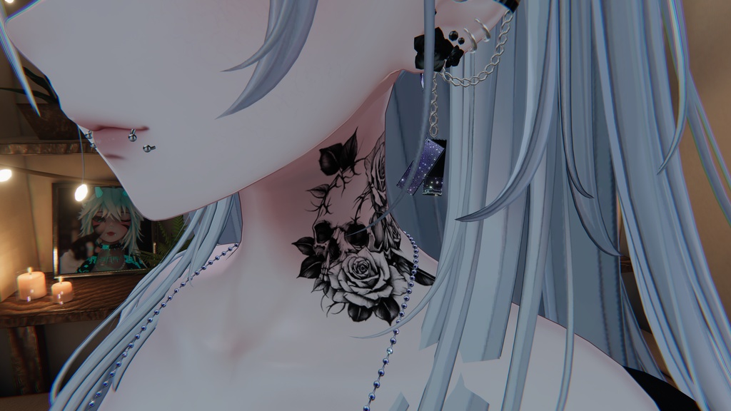 VRC 薔薇と骸骨のタトゥー(森羅対応) おまけ有!
