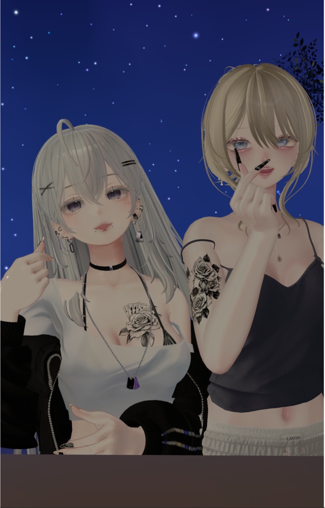 VRC 薔薇と骸骨のタトゥー(森羅対応) おまけ有!