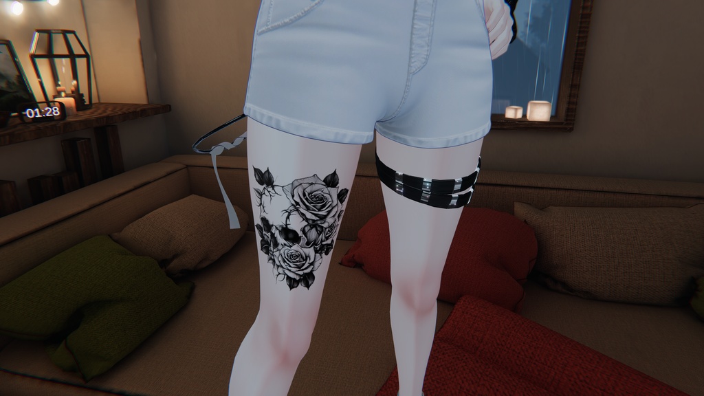 VRC 薔薇と骸骨のタトゥー(森羅対応) おまけ有!