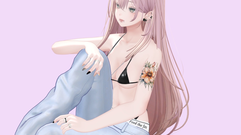 💜15日までセール中💜VRC想定 Water Color Tattoo ✿Flower01✿ おまけ有!