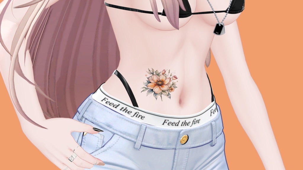 💜15日までセール中💜VRC想定 Water Color Tattoo ✿Flower01✿ おまけ有!