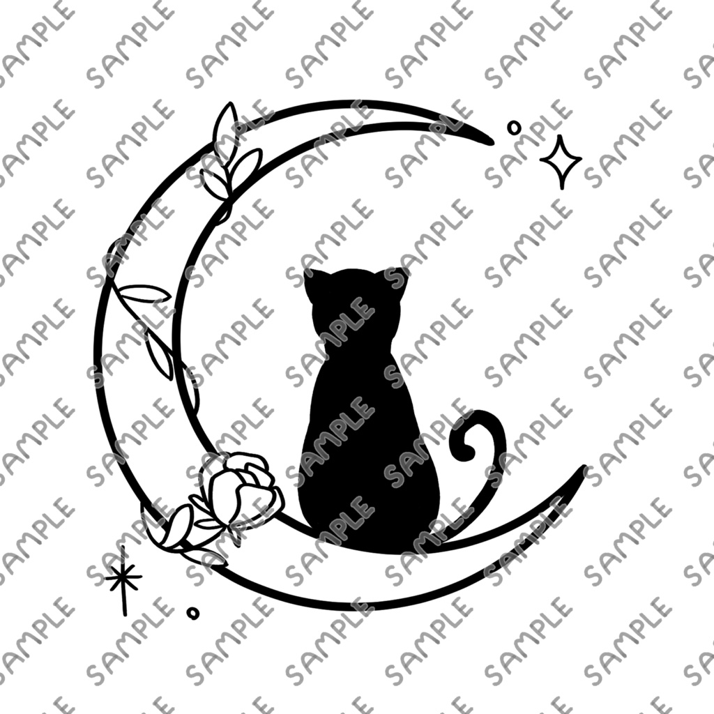 Moon Cat Rose Tattoo