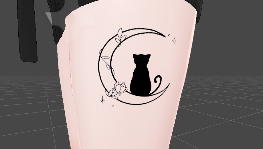 Moon Cat Rose Tattoo