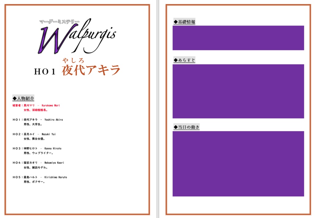 マーダーミステリー『Walpurgis』