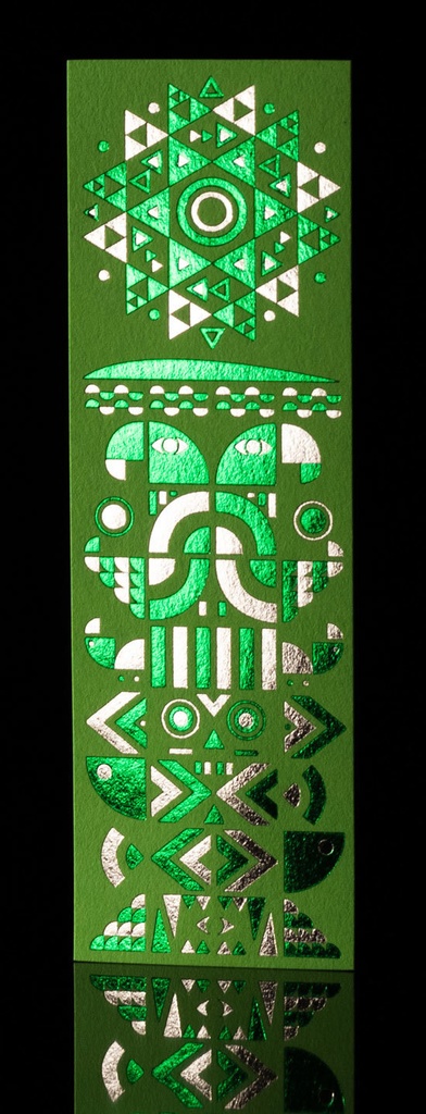 【単品】箔押ししおり　トライバル トーテム　（グリーン）