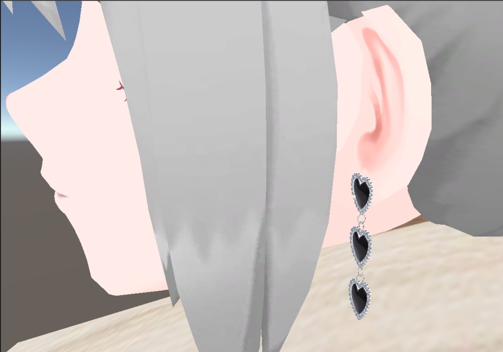 【VRChat対応】3連ハートピアス