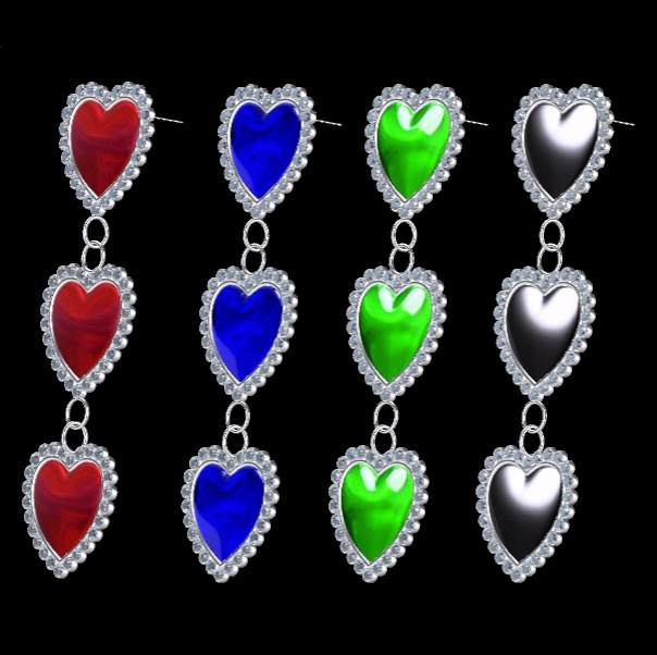 【VRChat対応】3連ハートピアス