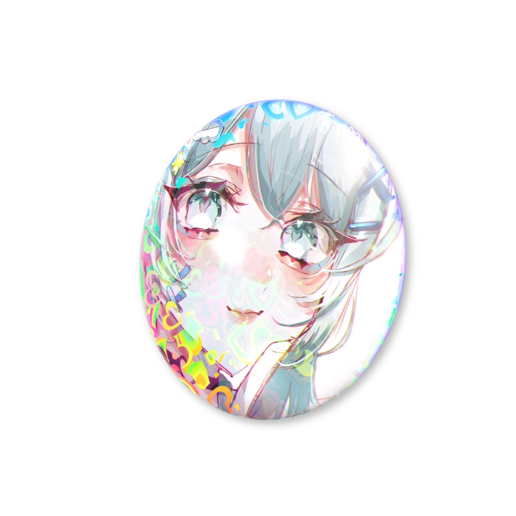 ウルウル目の水色女の子 缶バッジ