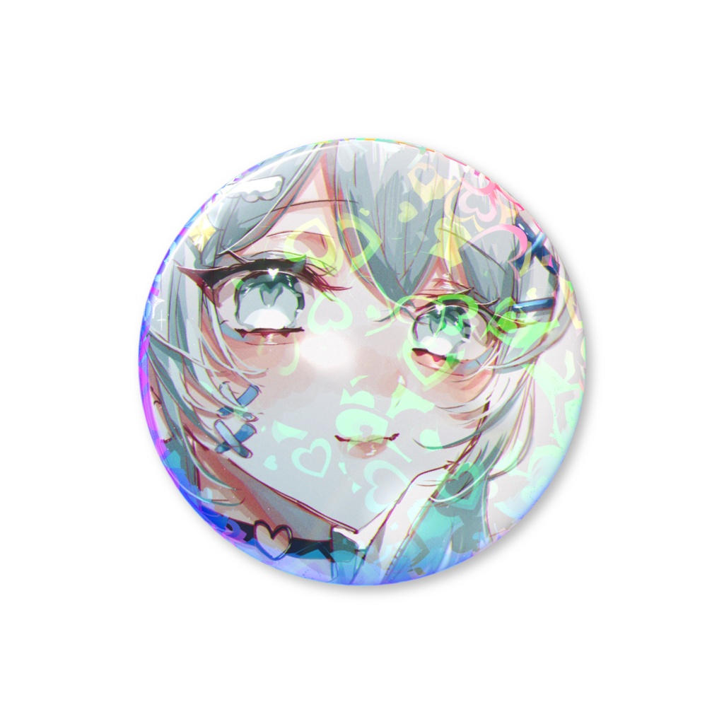 ウルウル目の水色女の子 缶バッジ