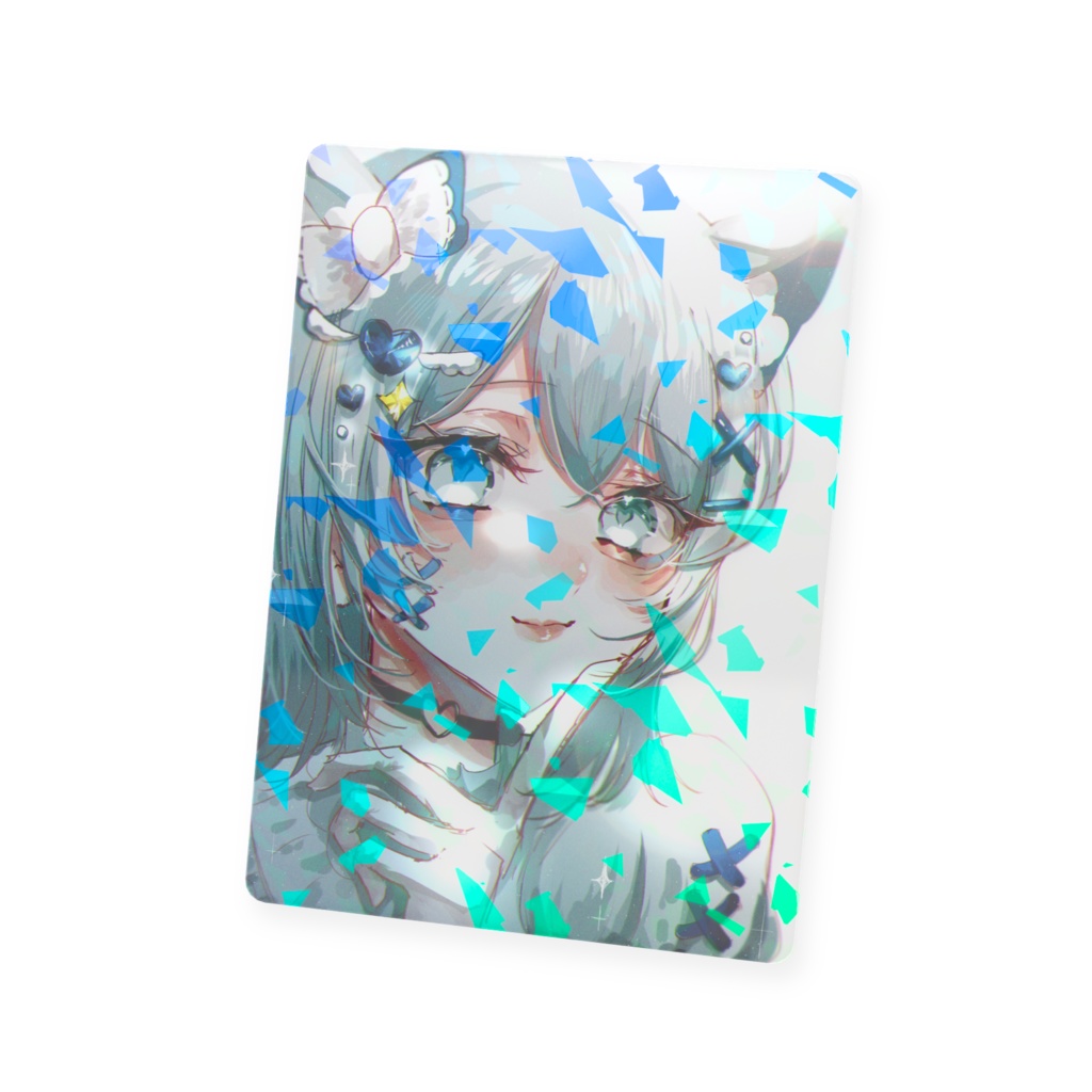 ウルウル目の水色女の子 キラキラカード