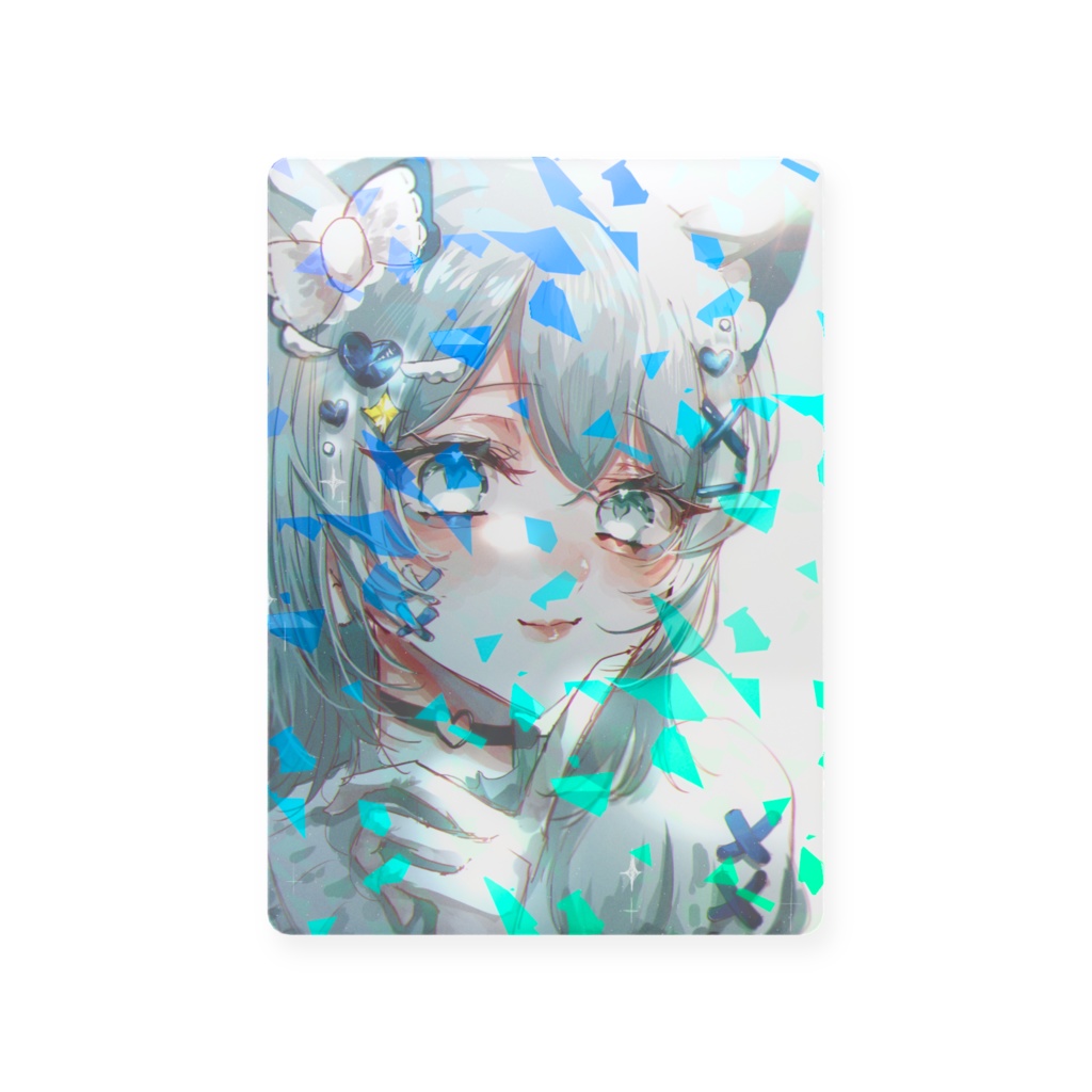 ウルウル目の水色女の子 キラキラカード