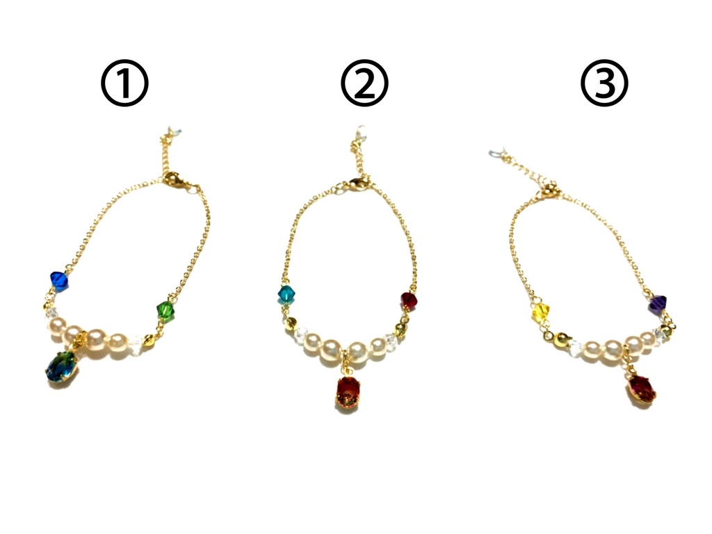 2トーンストーン&パールブレスレット