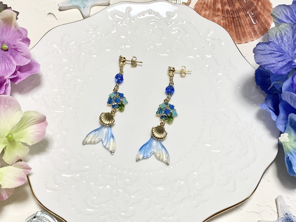 紫陽花マーメイド イヤーアクセサリー