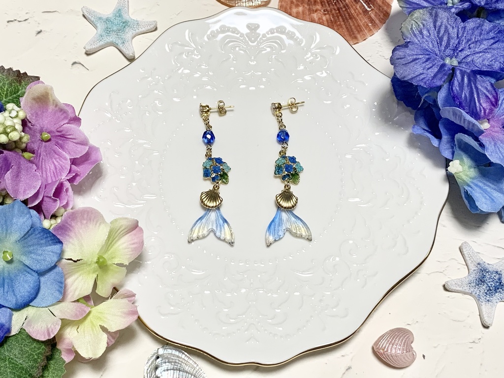 紫陽花マーメイド イヤーアクセサリー