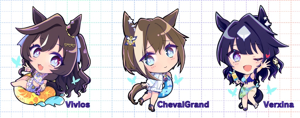 【C107】3姉妹アクリルキーホルダー　水着シリーズ