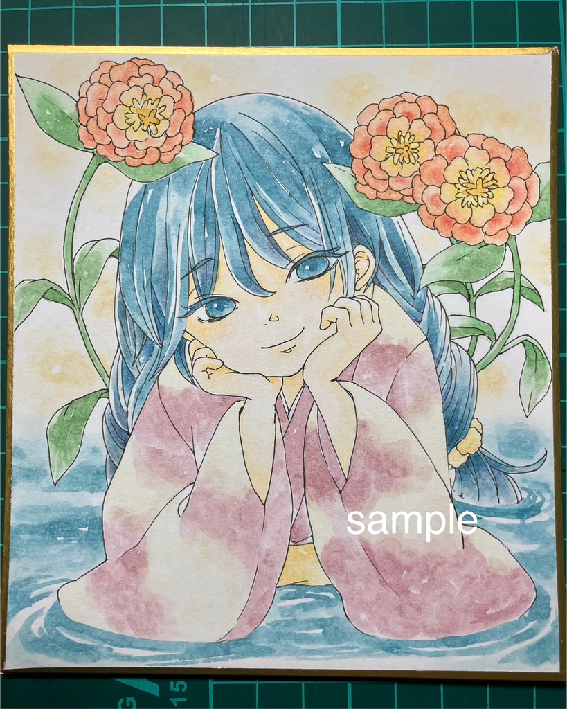 イラスト原画 【水と花の童】