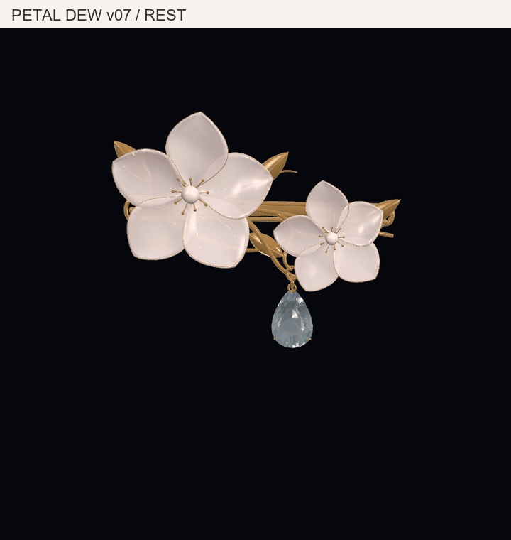 【無料・VRChat / PC】Petal Dew|花びらと雫のヘアクリップ・5色セット