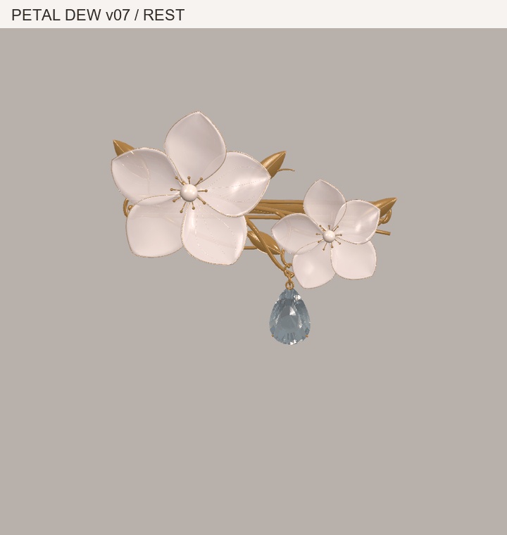 【無料・VRChat / PC】Petal Dew|花びらと雫のヘアクリップ・5色セット
