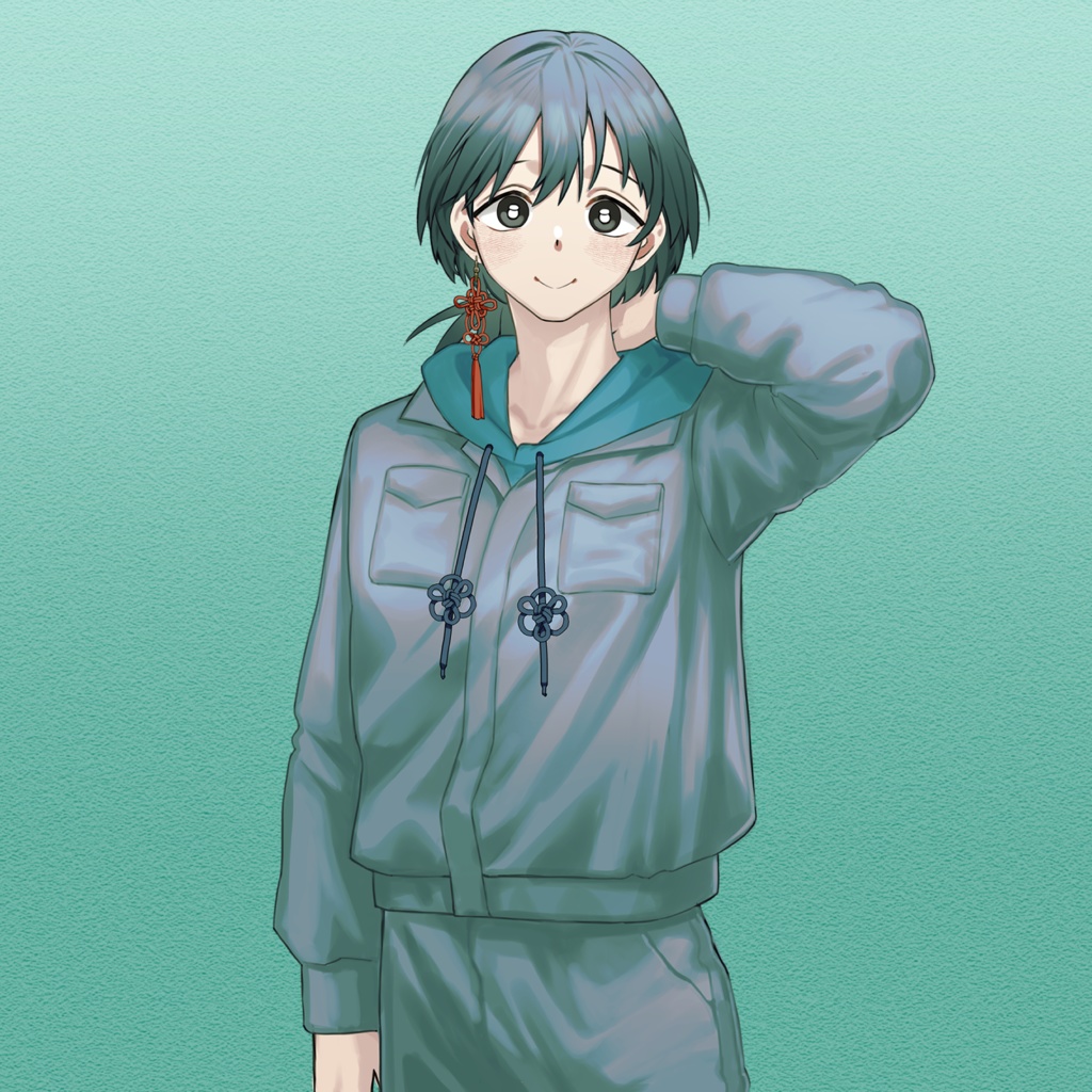 【立ち絵】純朴な青年【上半身】作業着/エプロン／警備員