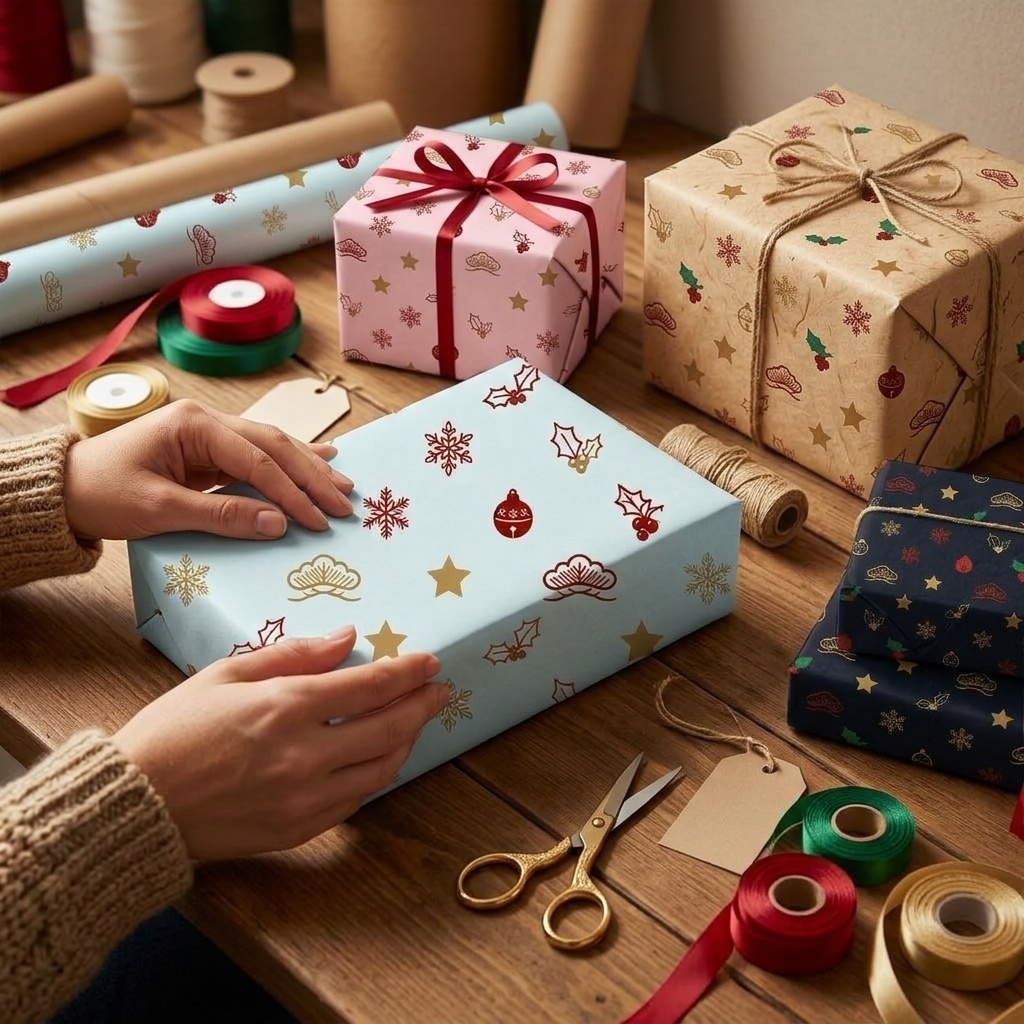 【商用利用可】和風クリスマス デジタルペーパーセット（全10色） / 和紙風パターン素材
