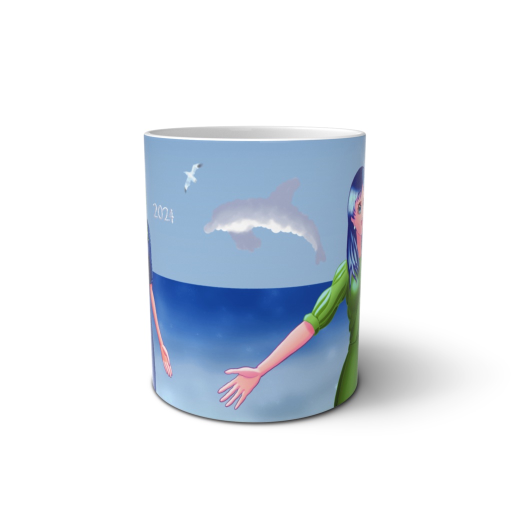 蒼池璃沙 & 葉山萌 マグカップ(海辺の背景)