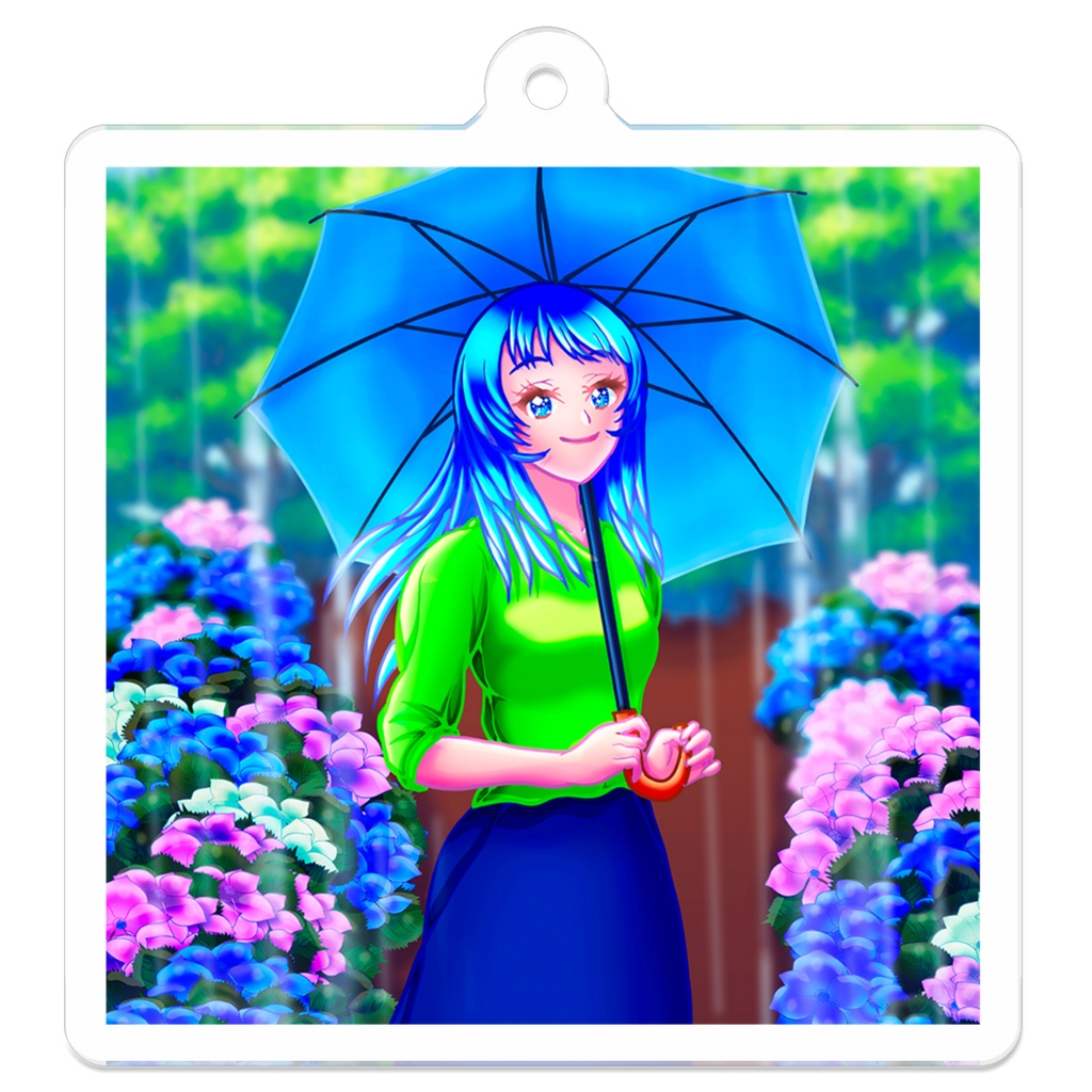 【蒼池璃沙】蒼と翠のハーモニー、雨に煌めく紫陽花
