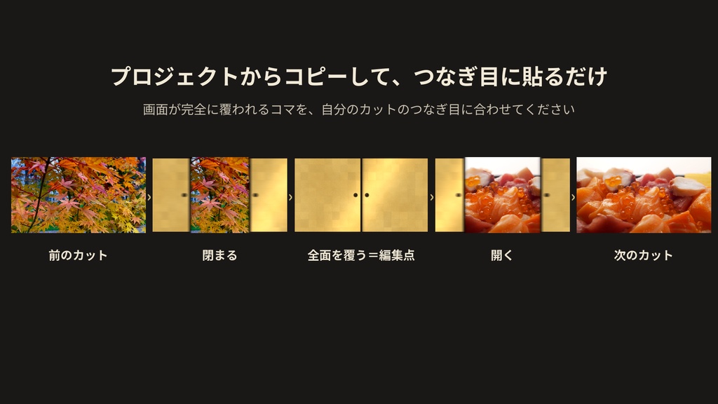 和の建具トランジション 10種|障子・襖・暖簾・簾|Premiere Pro プロジェクト(MP4)・横型+縦型