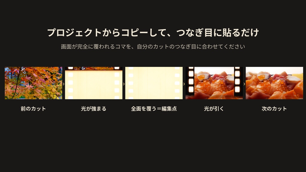 光・フィルムトランジション 10種|光漏れ・フィルムバーン・8mm|Premiere Pro プロジェクト(MP4)・横型+縦型