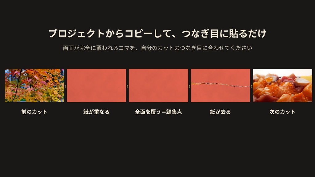 紙・コラージュ・切り絵トランジション 10種|破れる・重なる・めくれる|Premiere Pro プロジェクト(MP4)・横型+縦型